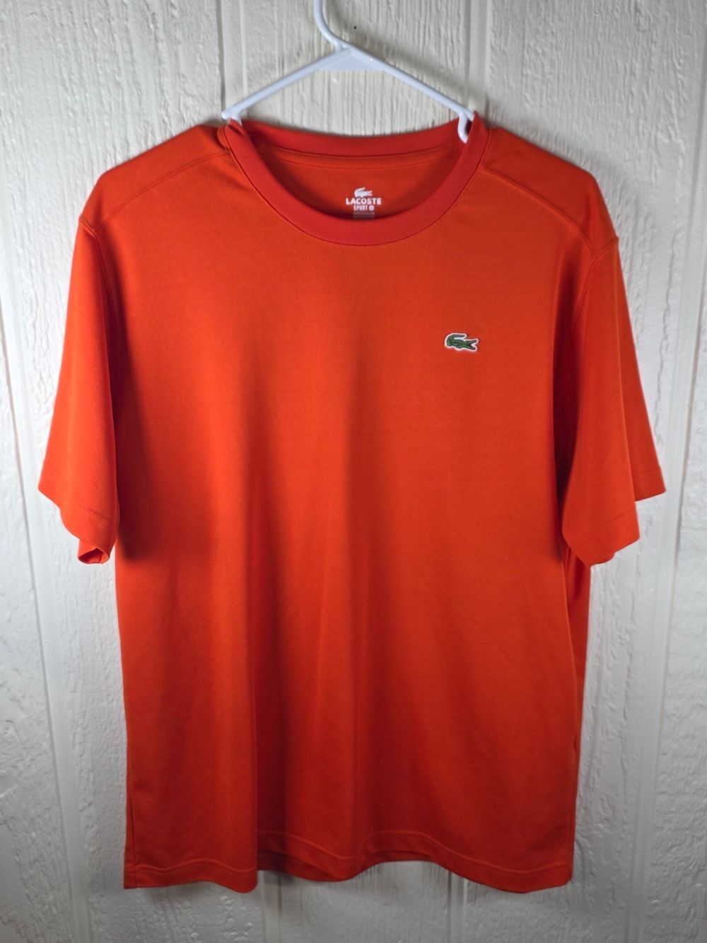 Lacoste Men’s Bright Orange Short-Sleeve Crewneck Tee, Size 6 (XL)